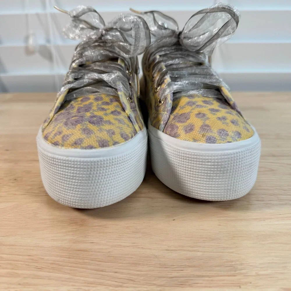 Superga x LoveShackFancy Platform Sneakers Women's Yellow Floral Low Top - 6.5